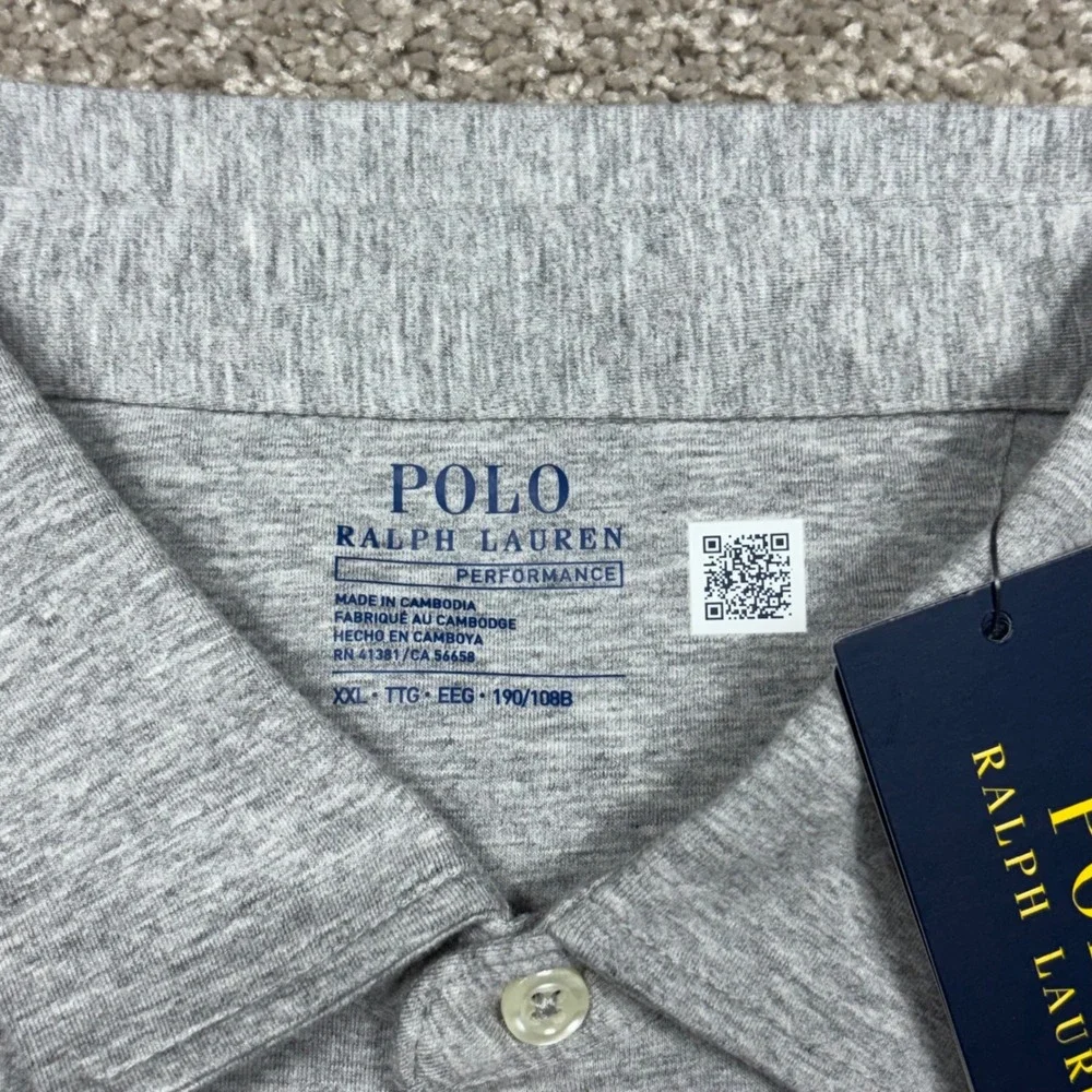 Polo Ralph Lauren Performance Mens XXL Heather Grey Short Sleeve Pocket Polo
